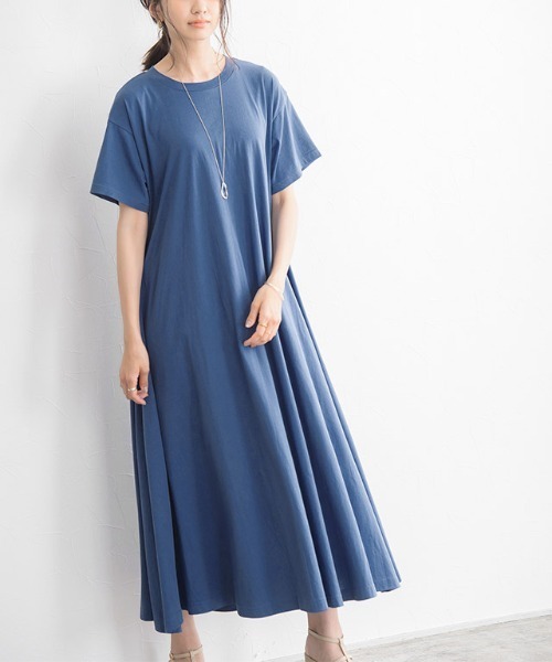 Pierrot(ピエロ)の「汗ジミ防止 半袖Aラインワンピース(ワンピース・レディース・モカ/ブラック/ライトグレー/ラベンダー/ブルー・M/L)」の15枚目の写真