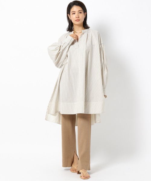 BABYLONE（バビロン）の「BABYLONE / チュニックフレアシャツ【手洗い可】（シャツ/ブラウス・レディース・ブラック/ベージュ/その他1・フリー）」の8枚目の写真