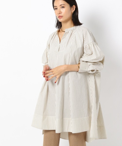 BABYLONE（バビロン）の「BABYLONE / チュニックフレアシャツ【手洗い可】（シャツ/ブラウス・レディース・ブラック/ベージュ/その他1・フリー）」の5枚目の写真