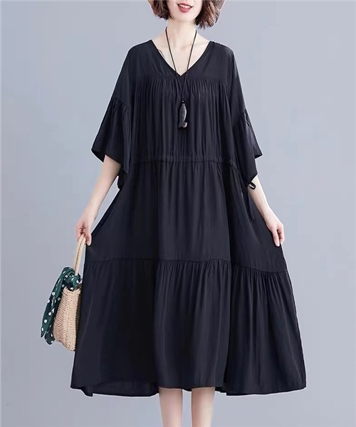 Stylists フリー ワンピース Free Stylists フリー セール 5分袖 ティアードワンピース ワンピース Free スタイリスト のファッション