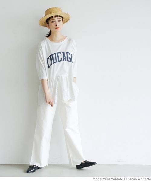 coca(coca)(コカ)の「レース切り替えロゴT(Tシャツ/カットソー・レディース・チャコールグレー/ホワイト・M/L)」の6枚目の写真