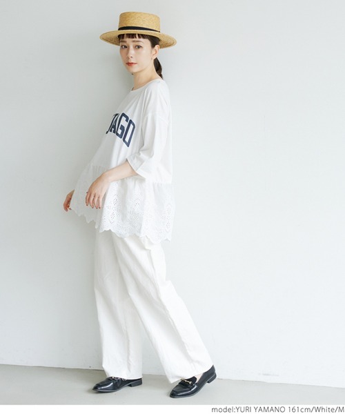 coca(coca)(コカ)の「レース切り替えロゴT(Tシャツ/カットソー・レディース・チャコールグレー/ホワイト・M/L)」の13枚目の写真