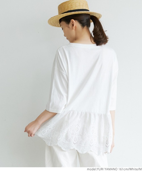 coca(coca)(コカ)の「レース切り替えロゴT(Tシャツ/カットソー・レディース・チャコールグレー/ホワイト・M/L)」の11枚目の写真