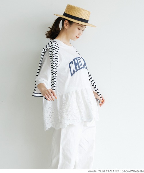 coca(coca)(コカ)の「レース切り替えロゴT(Tシャツ/カットソー・レディース・チャコールグレー/ホワイト・M/L)」の9枚目の写真