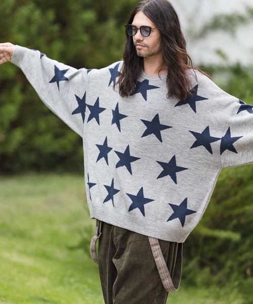 CAMBIO(カンビオ)の「mn2397-Star Intarsiare Knit Pullover プルオーバー(ニット/セーター・メンズ・ブラック/ネイビー/ミックスグレー・S/M/L)」の4枚目の写真