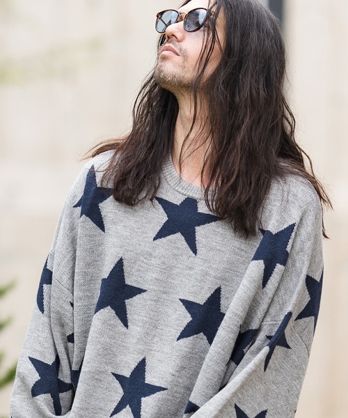 CAMBIO(カンビオ)の「mn2397-Star Intarsiare Knit Pullover プルオーバー(ニット/セーター・メンズ・ブラック/ネイビー/ミックスグレー・S/M/L)」の5枚目の写真