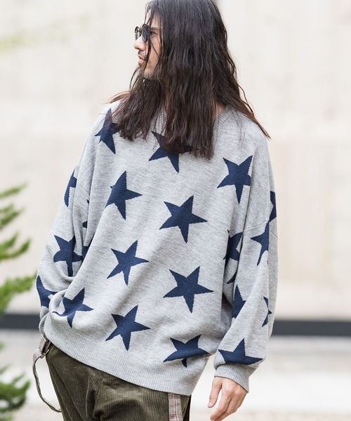 CAMBIO(カンビオ)の「mn2397-Star Intarsiare Knit Pullover プルオーバー(ニット/セーター・メンズ・ブラック/ネイビー/ミックスグレー・S/M/L)」の6枚目の写真