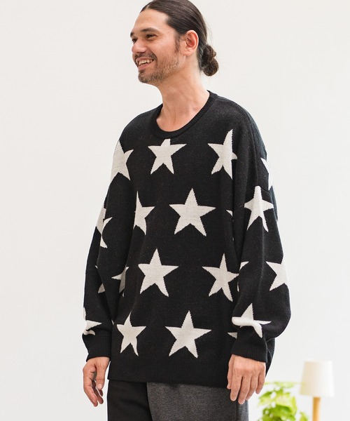CAMBIO(カンビオ)の「mn2397-Star Intarsiare Knit Pullover プルオーバー(ニット/セーター・メンズ・ブラック/ネイビー/ミックスグレー・S/M/L)」の13枚目の写真