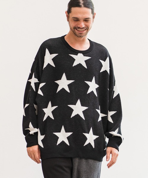 CAMBIO(カンビオ)の「mn2397-Star Intarsiare Knit Pullover プルオーバー(ニット/セーター・メンズ・ブラック/ネイビー/ミックスグレー・S/M/L)」の15枚目の写真