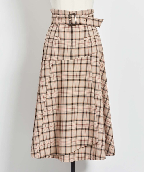 NOELA（ノエラ）の「ベルト付チェックスカート（スカート・レディース・オフホワイト/ベージュ/ブラウン・S/M）」の15枚目の写真