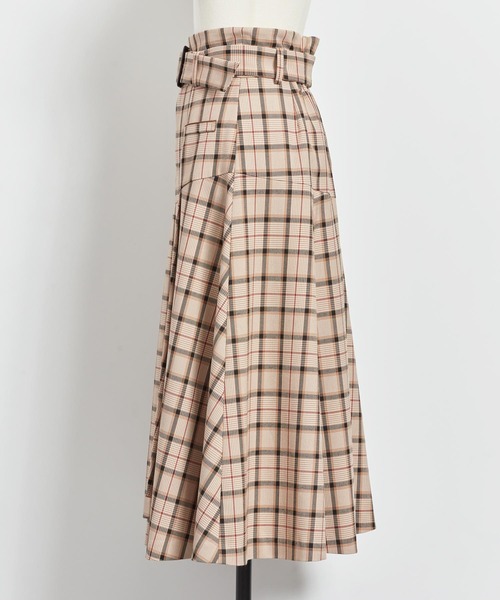 NOELA（ノエラ）の「ベルト付チェックスカート（スカート・レディース・オフホワイト/ベージュ/ブラウン・S/M）」の17枚目の写真