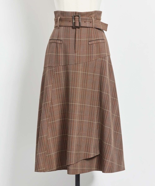 NOELA（ノエラ）の「ベルト付チェックスカート（スカート・レディース・オフホワイト/ベージュ/ブラウン・S/M）」の20枚目の写真