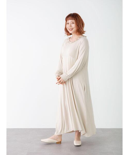 SLURR（スラ―）の「【大きいサイズ】Feminine long onepiece（ルームウェア/パジャマ・レディース・ライトベージュ・L）」の18枚目の写真