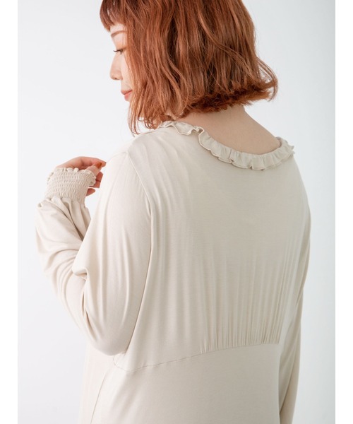 SLURR（スラ―）の「【大きいサイズ】Feminine long onepiece（ルームウェア/パジャマ・レディース・ライトベージュ・L）」の13枚目の写真