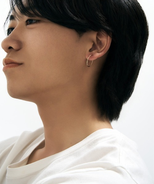 フープピアス　k18 両耳用 フープピアス 両耳用 ペア 中折れ式 直径10mm 18金 K18 エメット