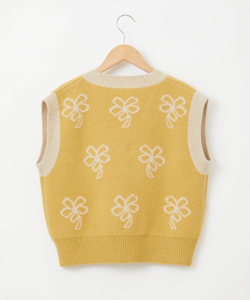 mikke（ミッケ）の「フラワーニットベスト（ベスト・レディース・ブラック/ネイビー/イエロー・FREE）」の15枚目の写真