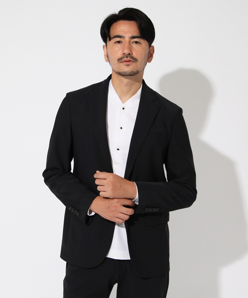 DESIGNWORKS(デザインワークス)の「【セットアップ対応】ナイロン ストレッチ ボンディング ジャケット(テーラードジャケット・メンズ・カーキ/ブラック・44/46/48/50)」の2枚目の写真