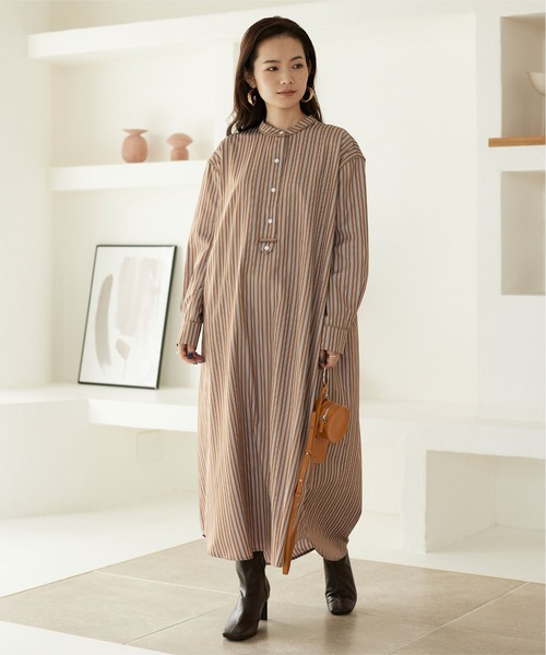 titivate(ティティベイト)の「バンドカラーパイピングシャツワンピース(シャツワンピース・レディース・ブラウン/ブルー・S/M)」の14枚目の写真