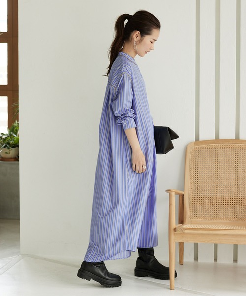 titivate(ティティベイト)の「バンドカラーパイピングシャツワンピース(シャツワンピース・レディース・ブラウン/ブルー・S/M)」の12枚目の写真