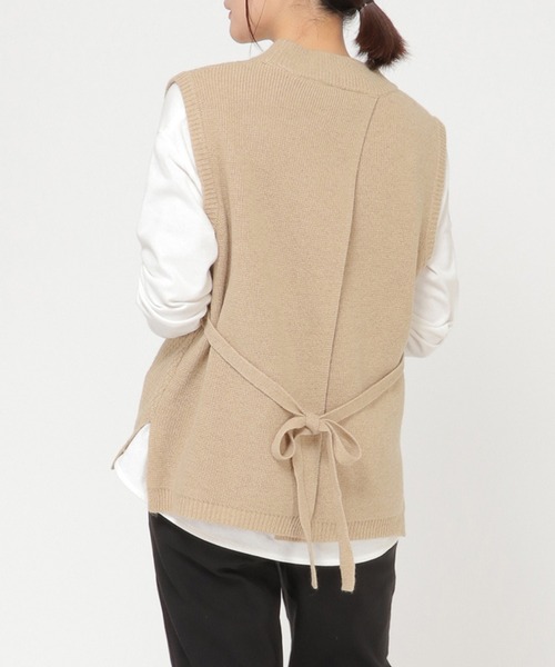 LBC（エルビーシー）の「【メディア紹介商品】ウールコンバックシャンリボンベスト（ニット/セーター・レディース・グレー/チャコールグレー/ブラック/ベージュ・M/L）」の4枚目の写真