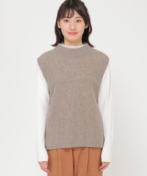 LBC（エルビーシー）の「【メディア紹介商品】ウールコンバックシャンリボンベスト（ニット/セーター・レディース・グレー/チャコールグレー/ブラック/ベージュ・M/L）」の20枚目の写真