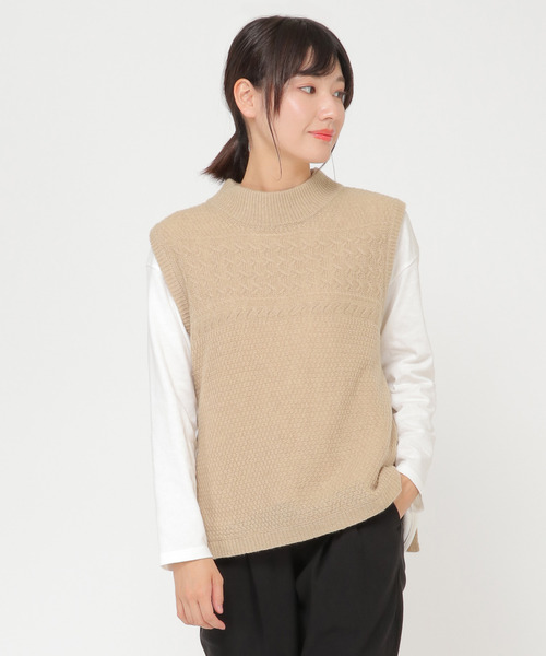 LBC（エルビーシー）の「【メディア紹介商品】ウールコンバックシャンリボンベスト（ニット/セーター・レディース・グレー/チャコールグレー/ブラック/ベージュ・M/L）」の14枚目の写真
