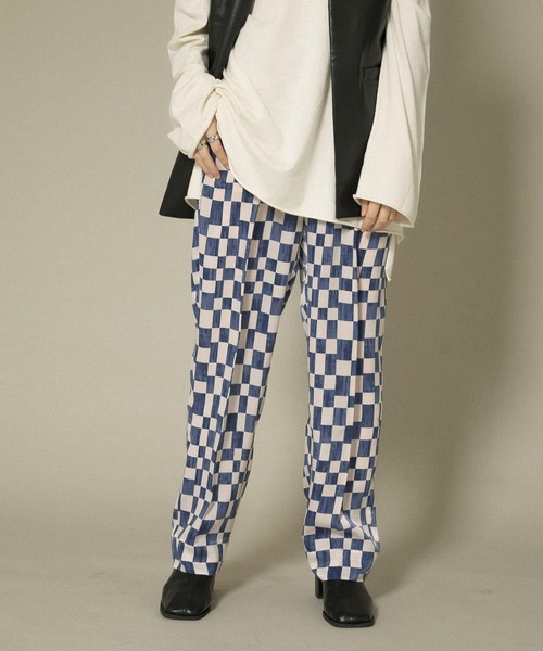 KBF(ケイビーエフ)の「チェッカープリントイージーパンツ(その他パンツ・レディース・ブルー系その他/ブラウン系その他・ONE)」の1枚目の写真