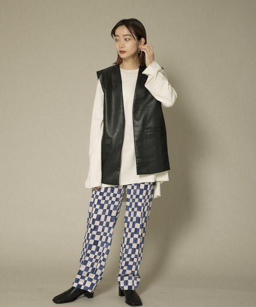 KBF(ケイビーエフ)の「チェッカープリントイージーパンツ(その他パンツ・レディース・ブルー系その他/ブラウン系その他・ONE)」の3枚目の写真
