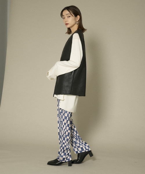KBF(ケイビーエフ)の「チェッカープリントイージーパンツ(その他パンツ・レディース・ブルー系その他/ブラウン系その他・ONE)」の5枚目の写真