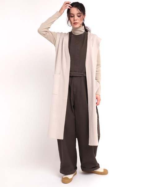 RNA-N（アールエヌエーエヌ）の「K2557 接結ロングニットジレ（カーディガン/ボレロ・レディース・スミクロ/キナリ・MEDIUM）」の5枚目の写真