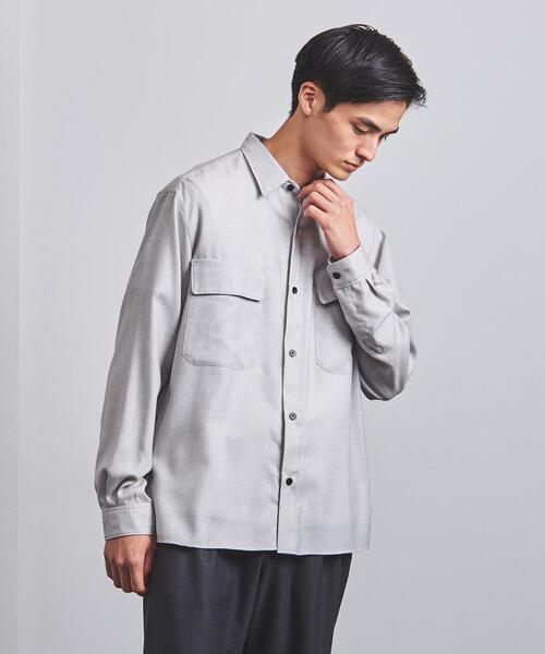 UNITED ARROWS（ユナイテッドアローズ）の「＜UNITED ARROWS＞ ウールビエラ ソリッド レギュラーカラーシャツ（シャツ/ブラウス・メンズ・ライトグレー/オフホワイト・S/M/L/XL）」の2枚目の写真
