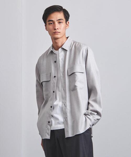 UNITED ARROWS（ユナイテッドアローズ）の「＜UNITED ARROWS＞ ウールビエラ ソリッド レギュラーカラーシャツ（シャツ/ブラウス・メンズ・ライトグレー/オフホワイト・S/M/L/XL）」の6枚目の写真
