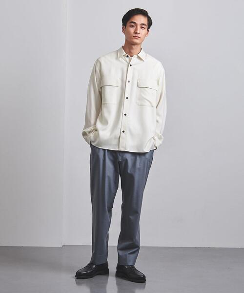 UNITED ARROWS（ユナイテッドアローズ）の「＜UNITED ARROWS＞ ウールビエラ ソリッド レギュラーカラーシャツ（シャツ/ブラウス・メンズ・ライトグレー/オフホワイト・S/M/L/XL）」の4枚目の写真