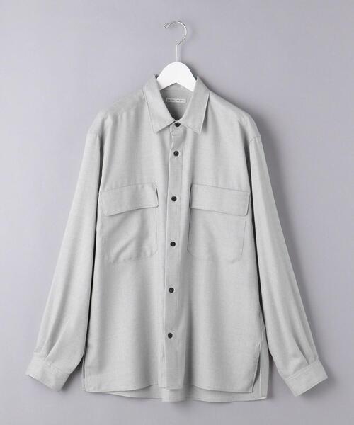 UNITED ARROWS（ユナイテッドアローズ）の「＜UNITED ARROWS＞ ウールビエラ ソリッド レギュラーカラーシャツ（シャツ/ブラウス・メンズ・ライトグレー/オフホワイト・S/M/L/XL）」の12枚目の写真