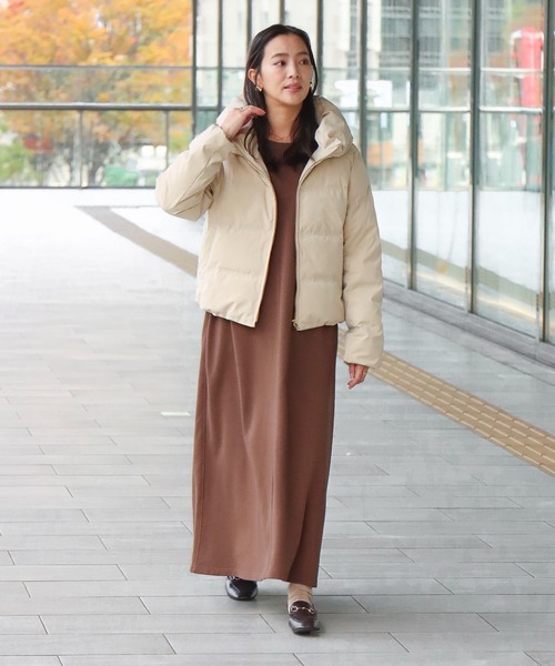 be with M ミリアウター　ベージュ libelle more（リベル モア）の「シームレスダウン衿付き（ダウン