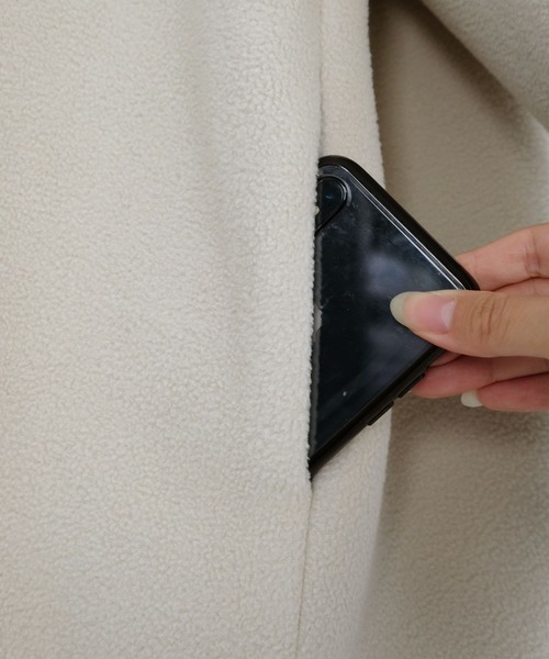 ANDJ(アンドジェイ)の「ビッグシルエットボンディングコート(ノーカラーコート・レディース・ベージュ系その他/ブラック・M)」の13枚目の写真