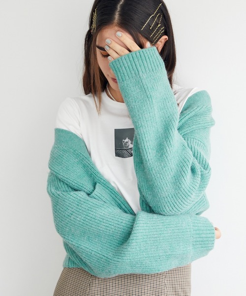 Cheek(チーク)の「Vネックショートカーディガン(カーディガン/ボレロ・レディース・イエロー/グリーン/ブラウン/ベージュ・FREE)」の10枚目の写真