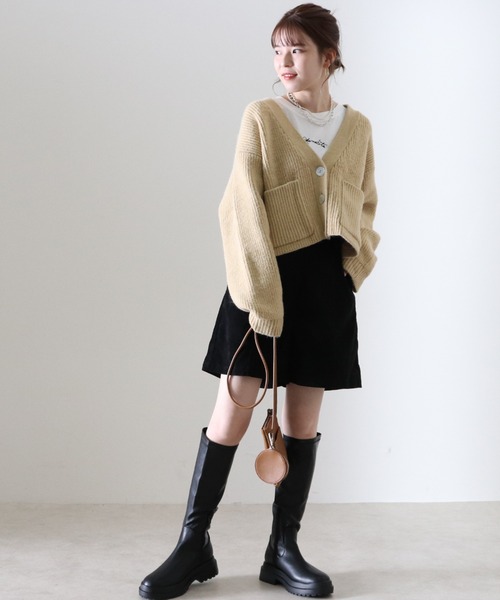 Cheek(チーク)の「Vネックショートカーディガン(カーディガン/ボレロ・レディース・イエロー/グリーン/ブラウン/ベージュ・FREE)」の19枚目の写真