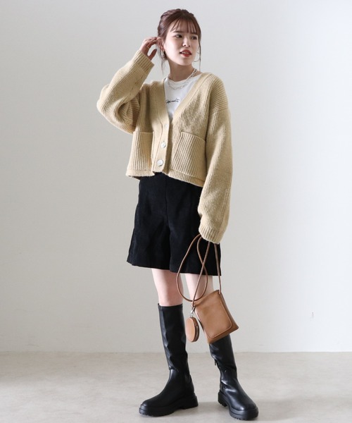 Cheek(チーク)の「Vネックショートカーディガン(カーディガン/ボレロ・レディース・イエロー/グリーン/ブラウン/ベージュ・FREE)」の16枚目の写真