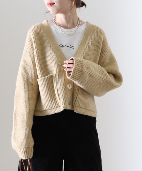 Cheek(チーク)の「Vネックショートカーディガン(カーディガン/ボレロ・レディース・イエロー/グリーン/ブラウン/ベージュ・FREE)」の11枚目の写真