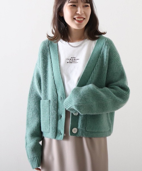 Cheek(チーク)の「Vネックショートカーディガン(カーディガン/ボレロ・レディース・イエロー/グリーン/ブラウン/ベージュ・FREE)」の6枚目の写真