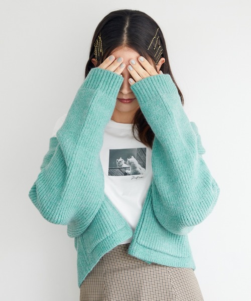 Cheek(チーク)の「Vネックショートカーディガン(カーディガン/ボレロ・レディース・イエロー/グリーン/ブラウン/ベージュ・FREE)」の5枚目の写真