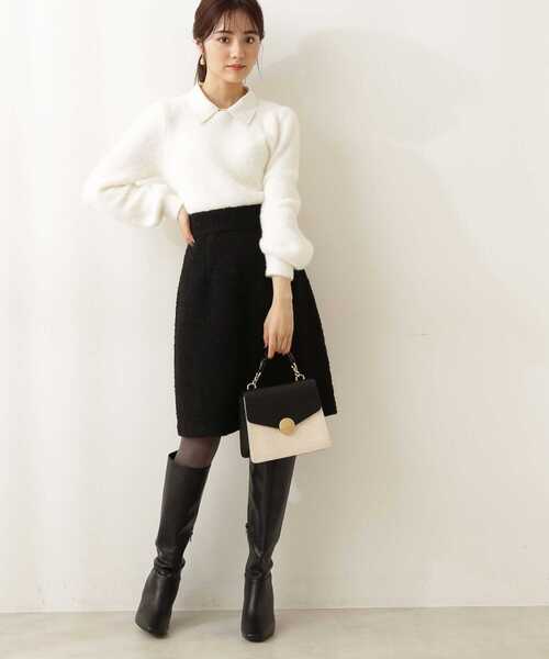 PROPORTION BODY DRESSING（プロポーションボディドレッシング）の「ループカルゼ台形ミニスカート / 1211220511（スカート・レディース・ブラック/ホワイト系その他/ブラック系その他・X-SMALL/SMALL/MEDIUM）」の6枚目の写真