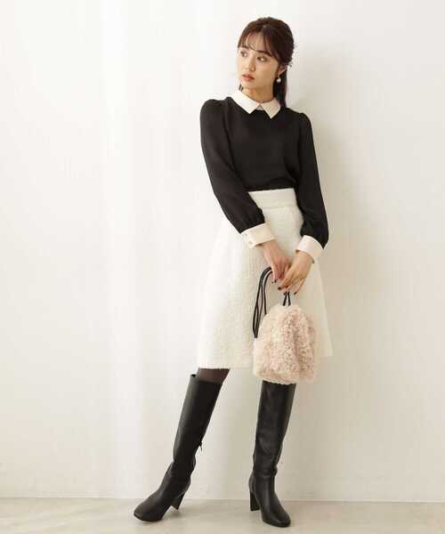 PROPORTION BODY DRESSING（プロポーションボディドレッシング）の「ループカルゼ台形ミニスカート / 1211220511（スカート・レディース・ブラック/ホワイト系その他/ブラック系その他・X-SMALL/SMALL/MEDIUM）」の21枚目の写真