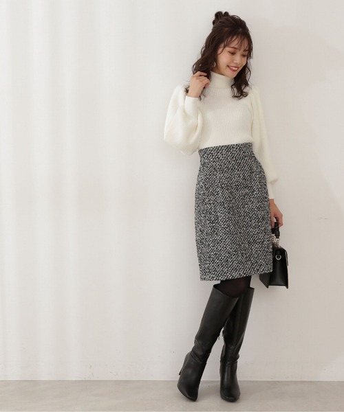 PROPORTION BODY DRESSING（プロポーションボディドレッシング）の「ループカルゼ台形ミニスカート / 1211220511（スカート・レディース・ブラック/ホワイト系その他/ブラック系その他・X-SMALL/SMALL/MEDIUM）」の3枚目の写真