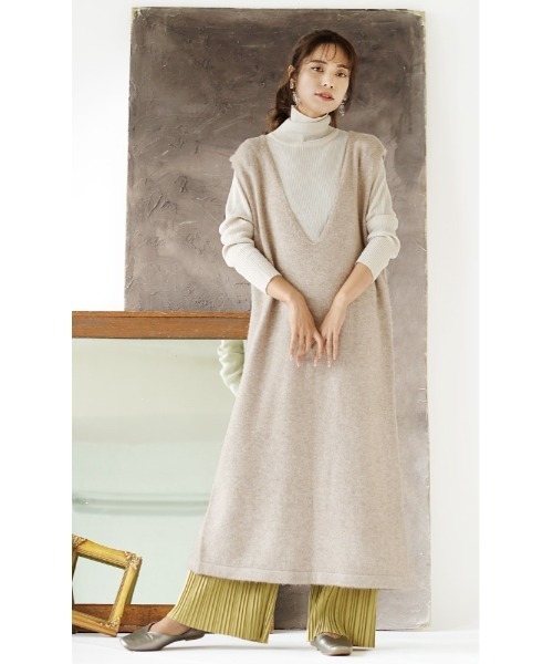 e-zakkamania stores（イーザッカマニアストアーズ）の「バックスリット ブークレーニット（ワンピース・レディース・ベージュ/ブラウン/杢グレー・M）」の16枚目の写真