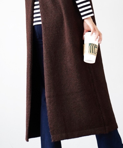 e-zakkamania stores（イーザッカマニアストアーズ）の「バックスリット ブークレーニット（ワンピース・レディース・ベージュ/ブラウン/杢グレー・M）」の12枚目の写真