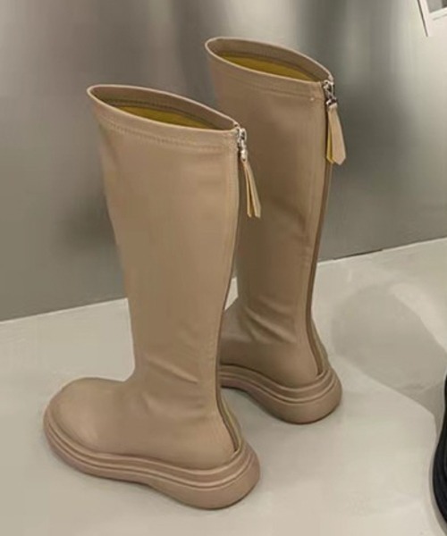 La-gemme（ラジェム）の「フェイクレザーロングブーツ（ブーツ・レディース・ブラック/ブラック系その他/キャメル/ホワイト・35/36/37/38/39/40）」の6枚目の写真