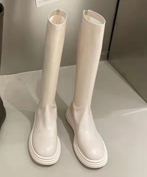 La-gemme（ラジェム）の「フェイクレザーロングブーツ（ブーツ・レディース・ブラック/ブラック系その他/キャメル/ホワイト・35/36/37/38/39/40）」の7枚目の写真