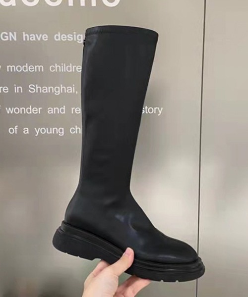 La-gemme（ラジェム）の「フェイクレザーロングブーツ（ブーツ・レディース・ブラック/ブラック系その他/キャメル/ホワイト・35/36/37/38/39/40）」の10枚目の写真